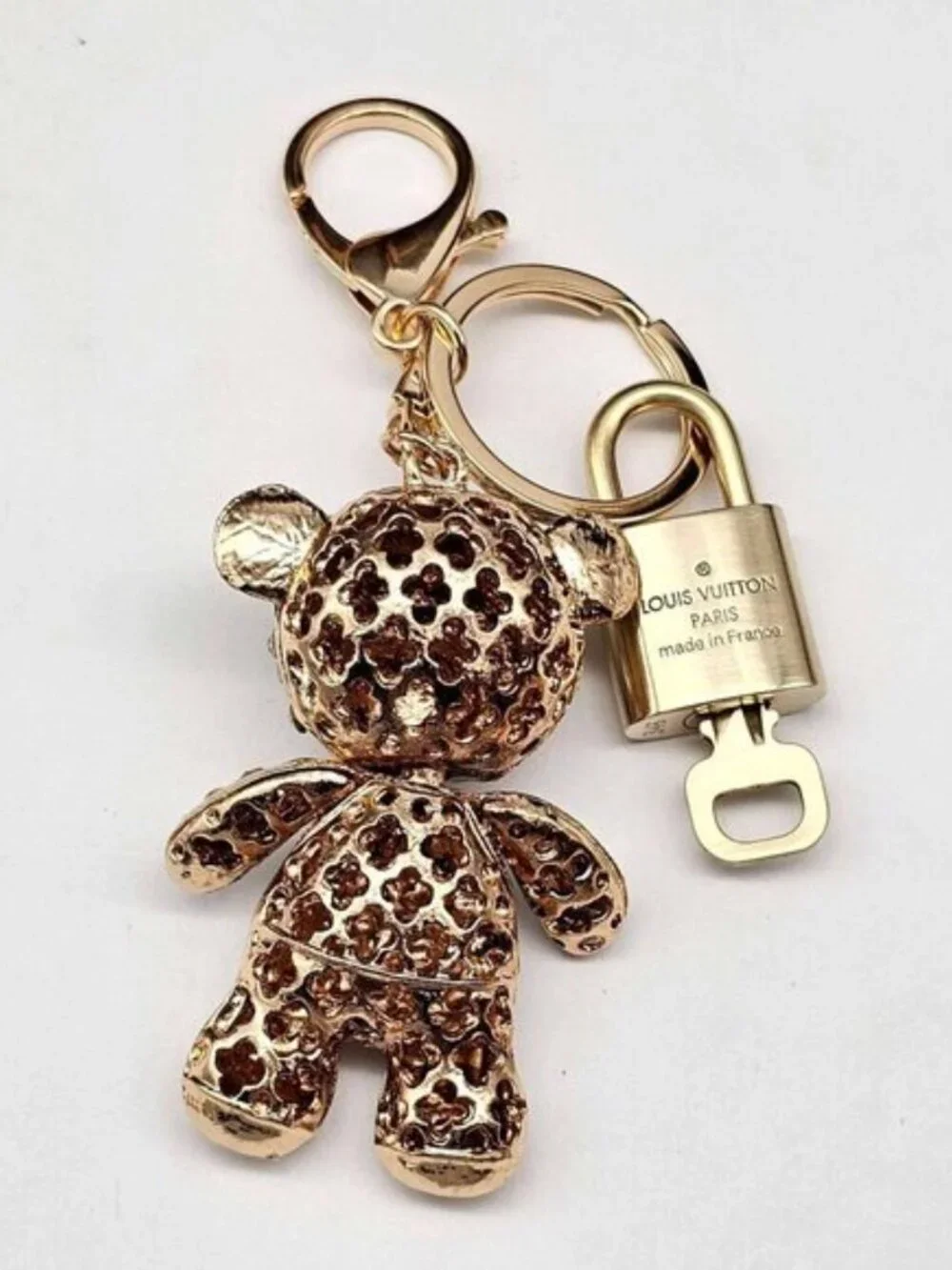 Authentic Louis Vuitton Gold Padlock 🔒 Key Set w/ Unbranded Bear Bag Charm
